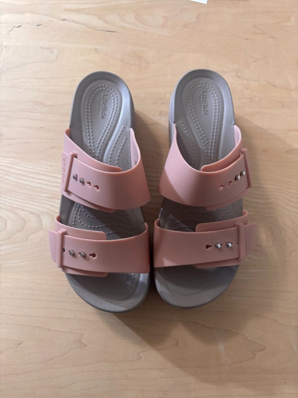 Peach Crocs Brooklyn Wedge Sandals- Never Worn!